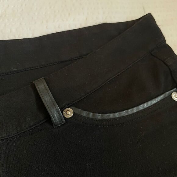 Seven7 black leggings with vegan leather trim/belt loop detail - M - Picture 2 of 5